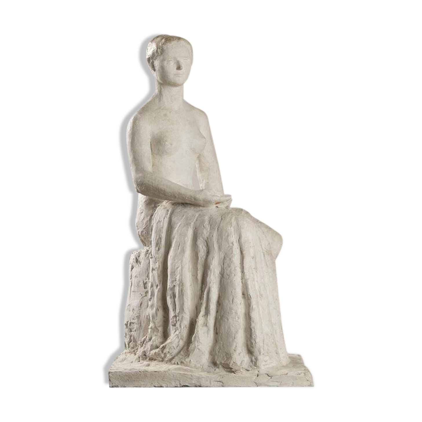 Gertrude Bret, Woman Sitting, 1900s, plaster sculpture
