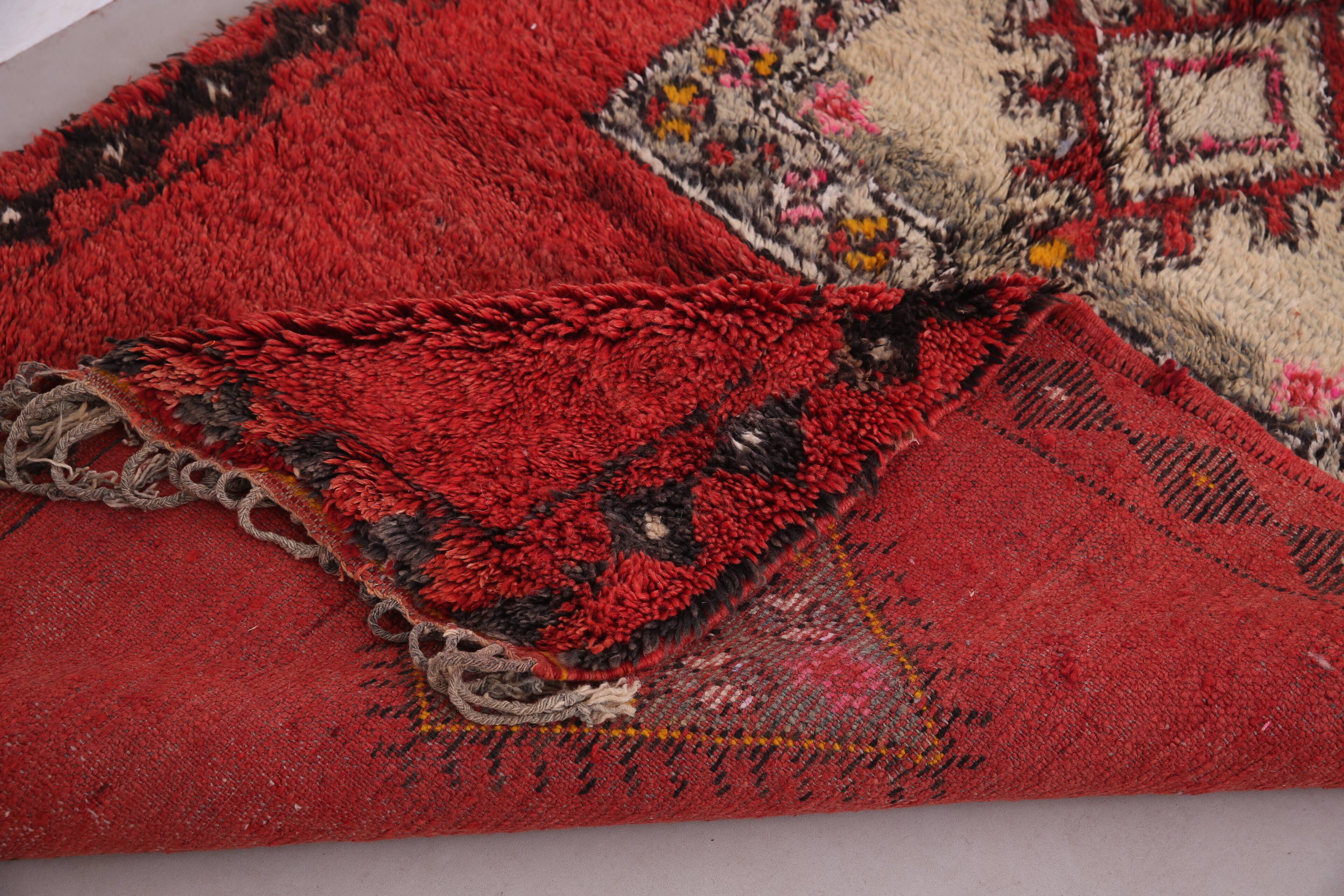 Burgundy Vintage Moroccan Rug 160 x 350 cm - Berber Wool Rug - Handmade rug
