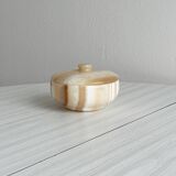 Bowl, alabaster pocket bowl with lid