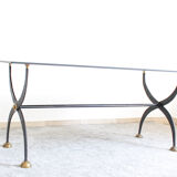 Table en fer forgé avec verre laqué noir, Italia années 1970
