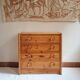 Chest of drawers with 4 drawers in solid pine, rustic mountain style, 1970s.