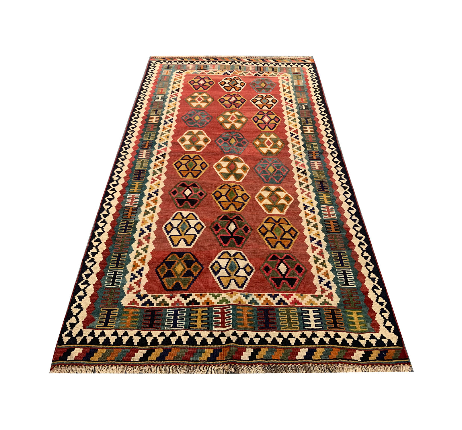 Handwoven persian rug, handwoven wool kilim area rug 123x206cm
