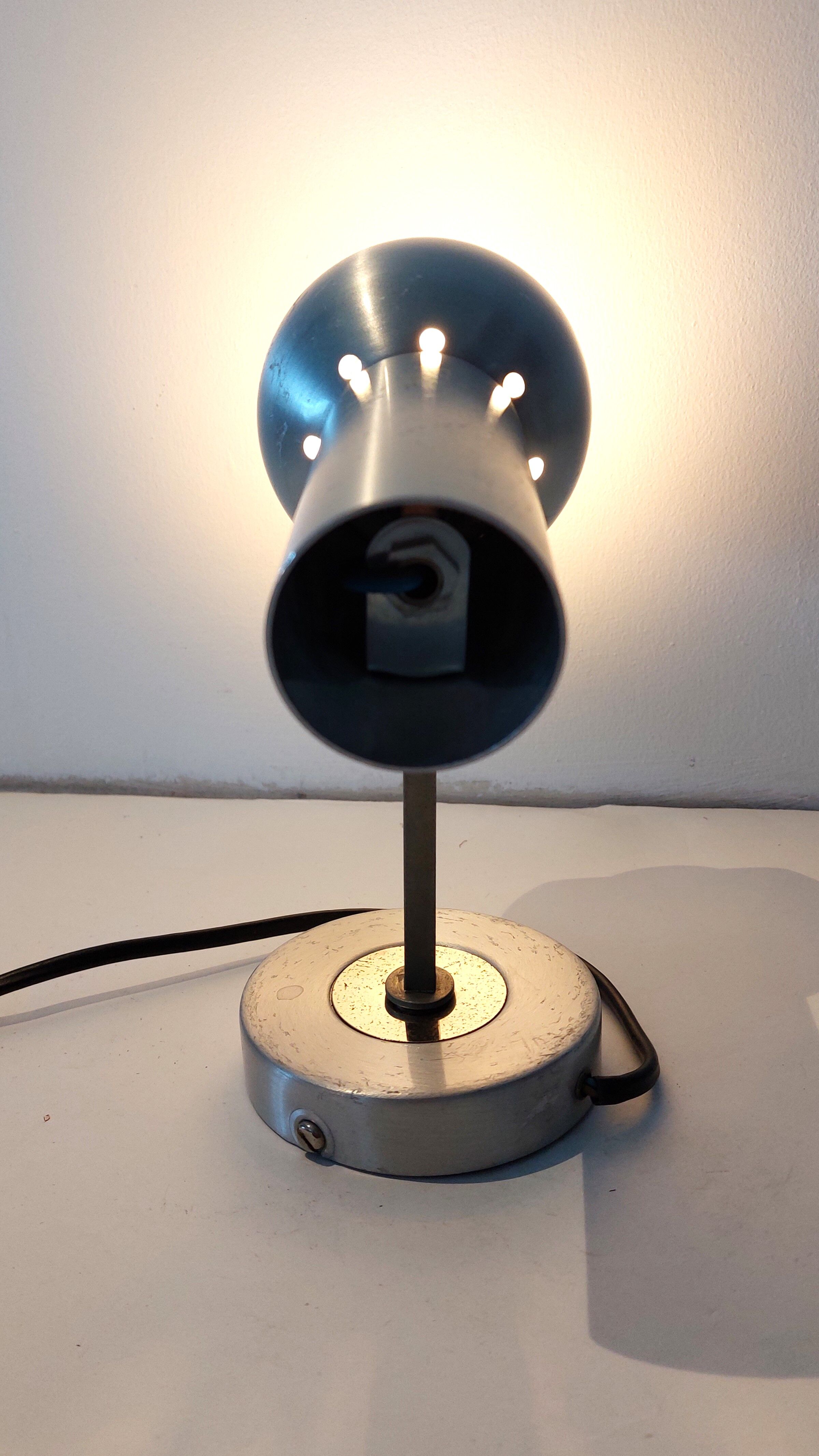 Adjustable wall lamp in brushed aluminum 1960/70