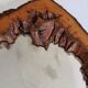 Vintage mirror with live edges in burl wood, signed, 1970s, 36 cm