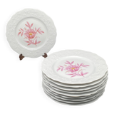 Porcelain dessert plates with pink flower patterns