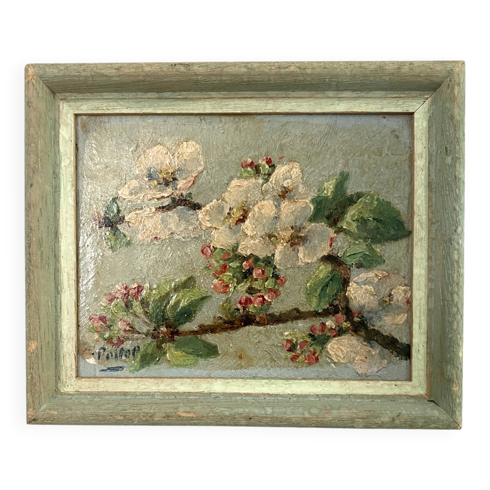 Mini framed oil on wood, still life