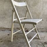 Extra folding chair / garden chair / vintage white lacquered solid wood office chair