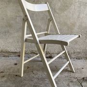 Extra folding chair / garden chair / vintage white lacquered solid wood office chair