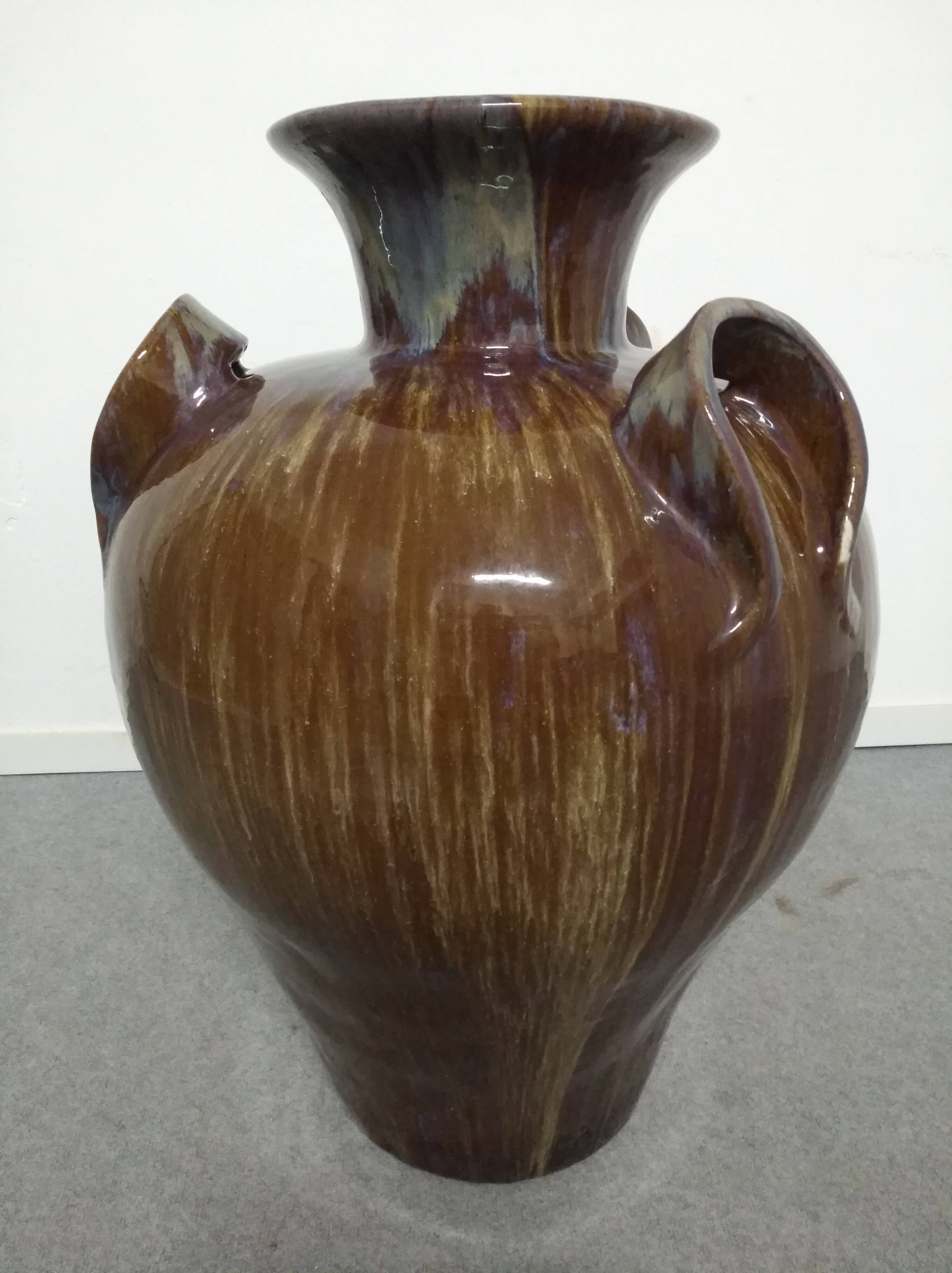 XXL jar or vase in late 19th century enamelled stoneware