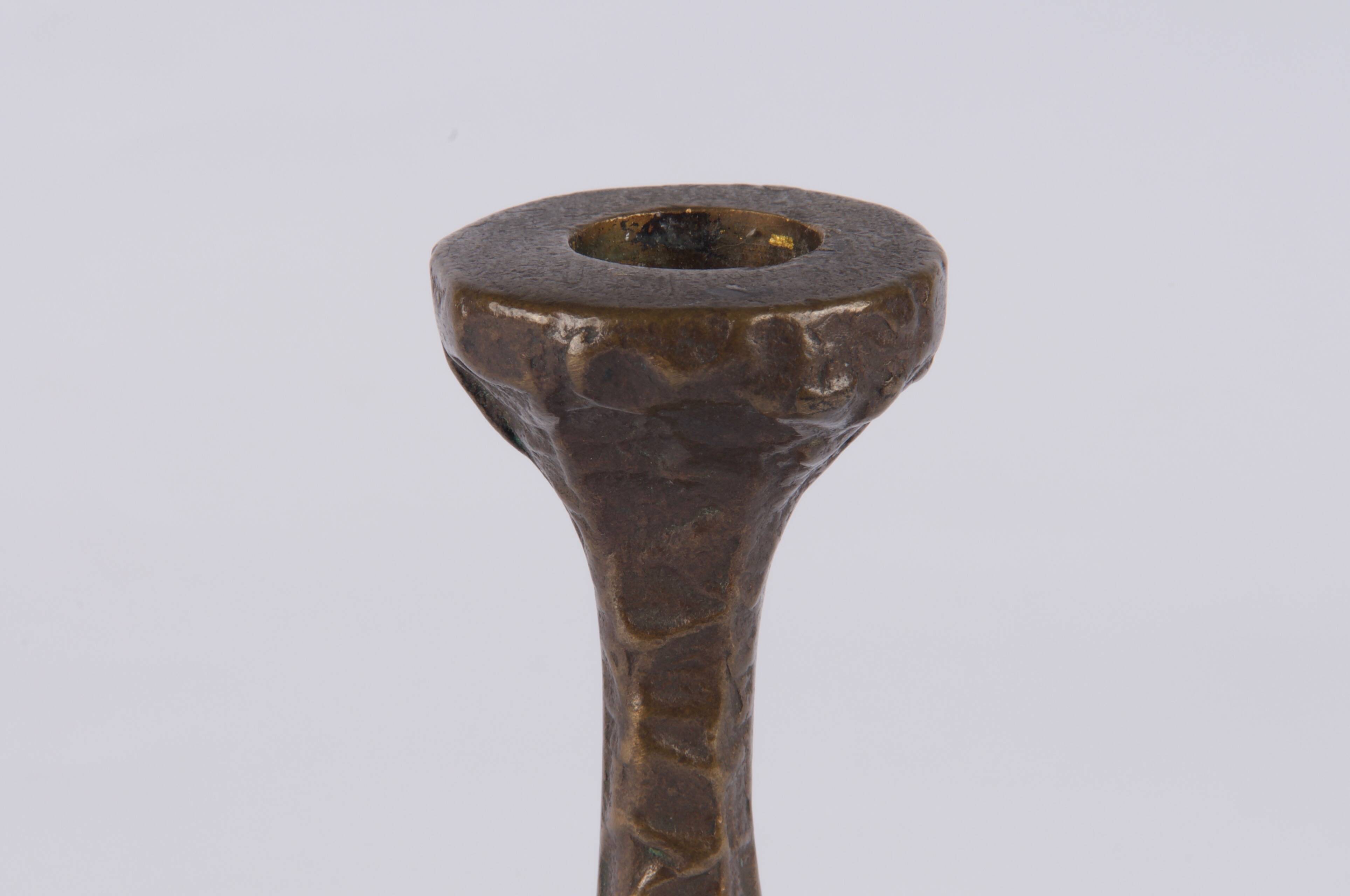 Brutalist bronze candle holder
