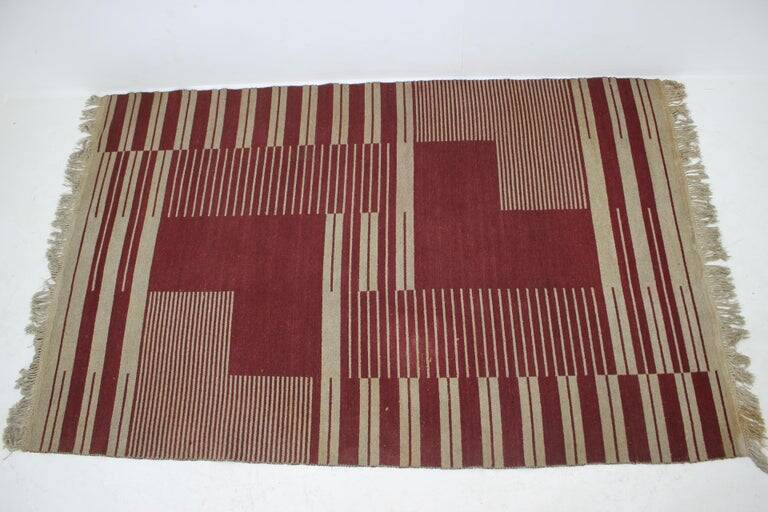 Original Rare Modernist Abstract Geometric Carpet by Antonín Kybal, 1948