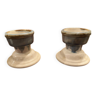Vintage stoneware ceramic candle holder