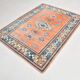 5x7 Pumpink Orange & Blue Turkish Rug, 154x203Cm