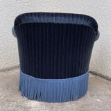 Fauteuil crapaud velours bleu jean