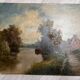 Painting by LINSYER Th (19th-20th century) Landscape of the Marne near Lagny