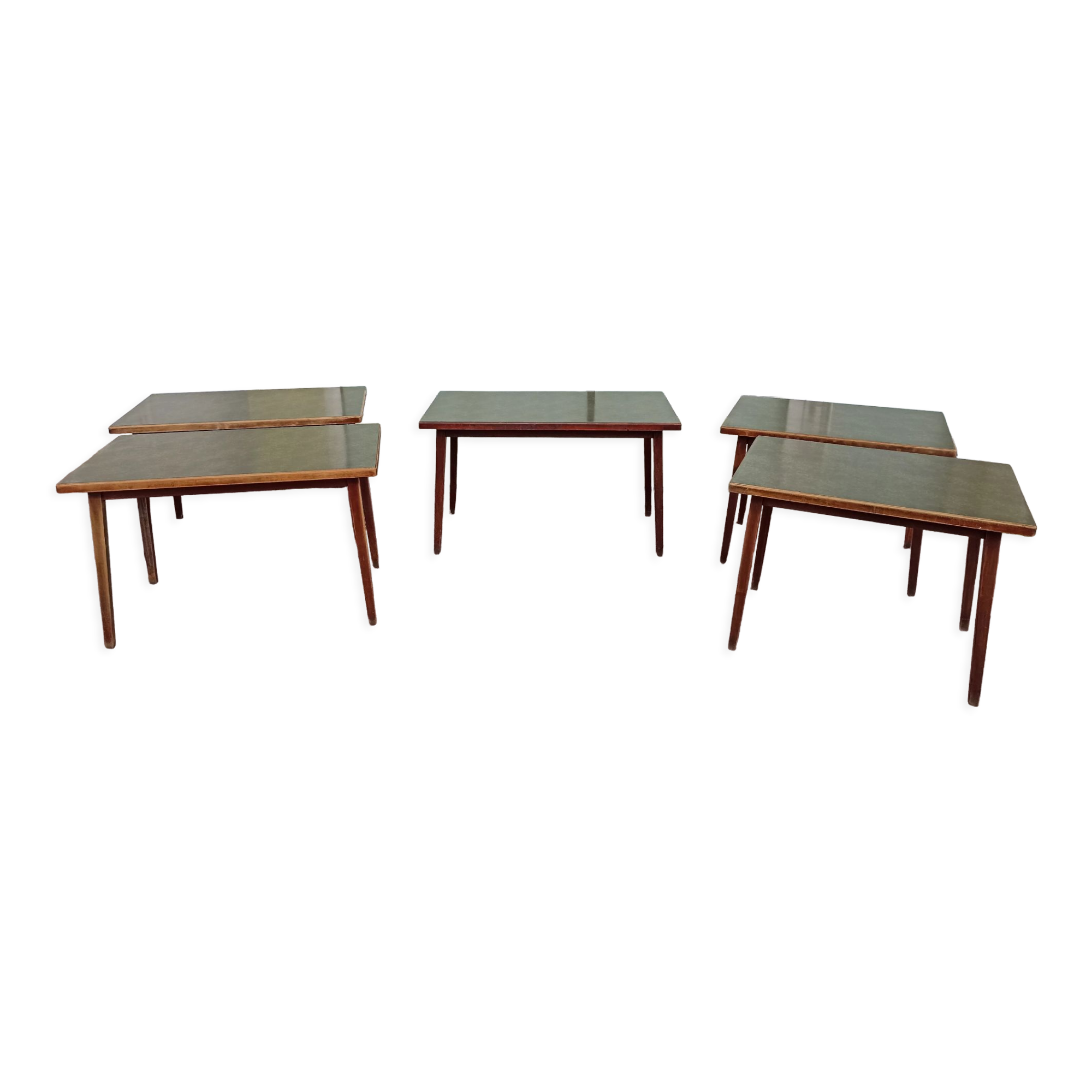 Set of 5 wooden and Formica bistro table
