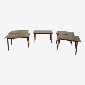 Lot de 5 tables de bistrot bois et formica