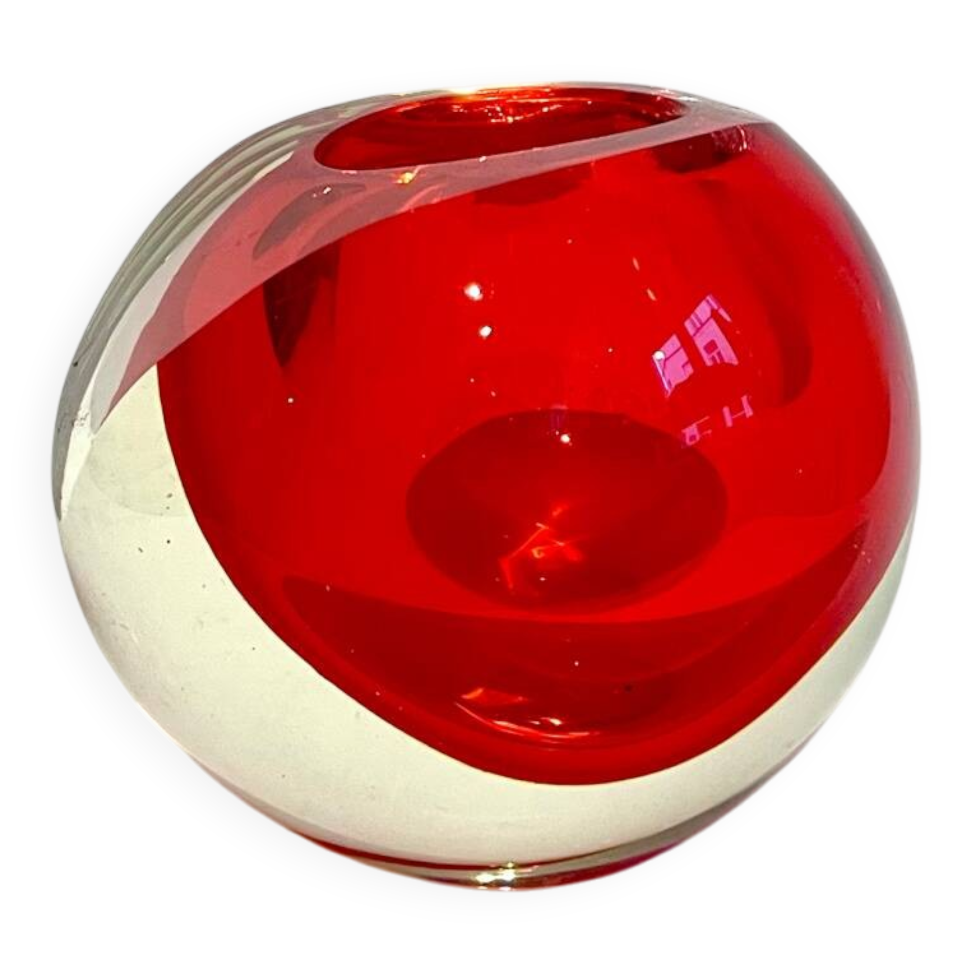 Sommerso round vase, Murano