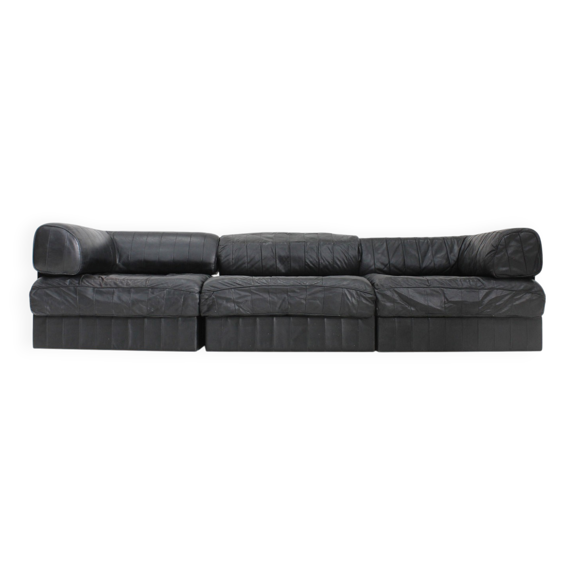 De Sede DS 88 modular sofa black leather patchwork Switzerland 1970s