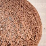 XL lampshade ball in hemp rope and rattan - 1970s