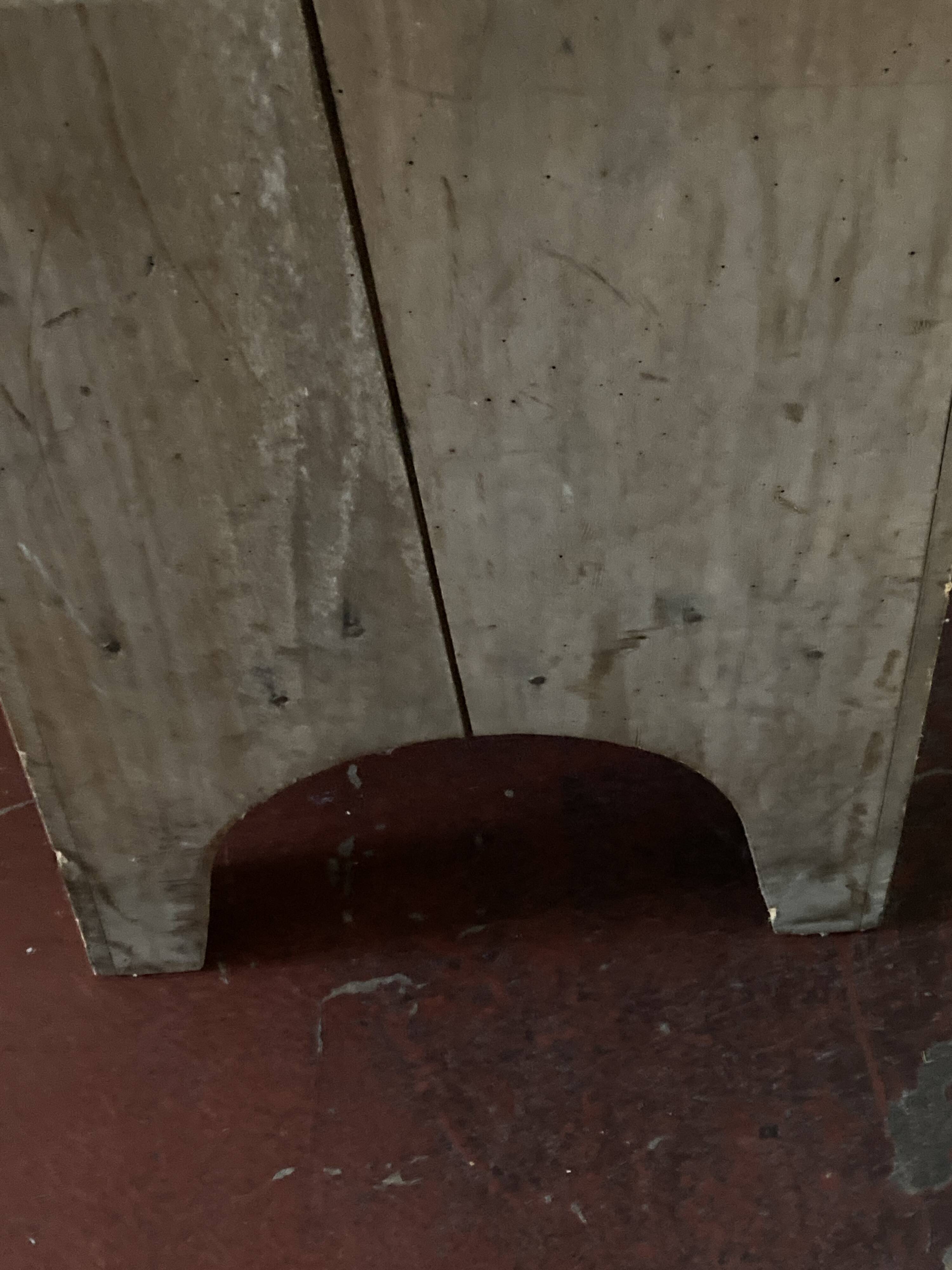 Old neo-classical workshop stool in washed wood h130cm