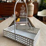 White perforated metal table basket