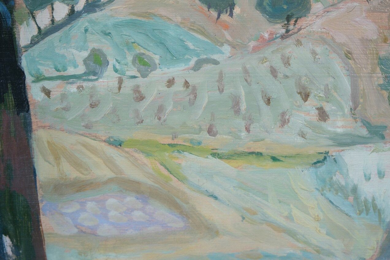 Gerhard Karlmark, Modern Landscape, 1960s, Oil on Panel, Framed