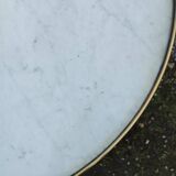 Table bouillotte ancienne avec plateau marbre style louis xvi