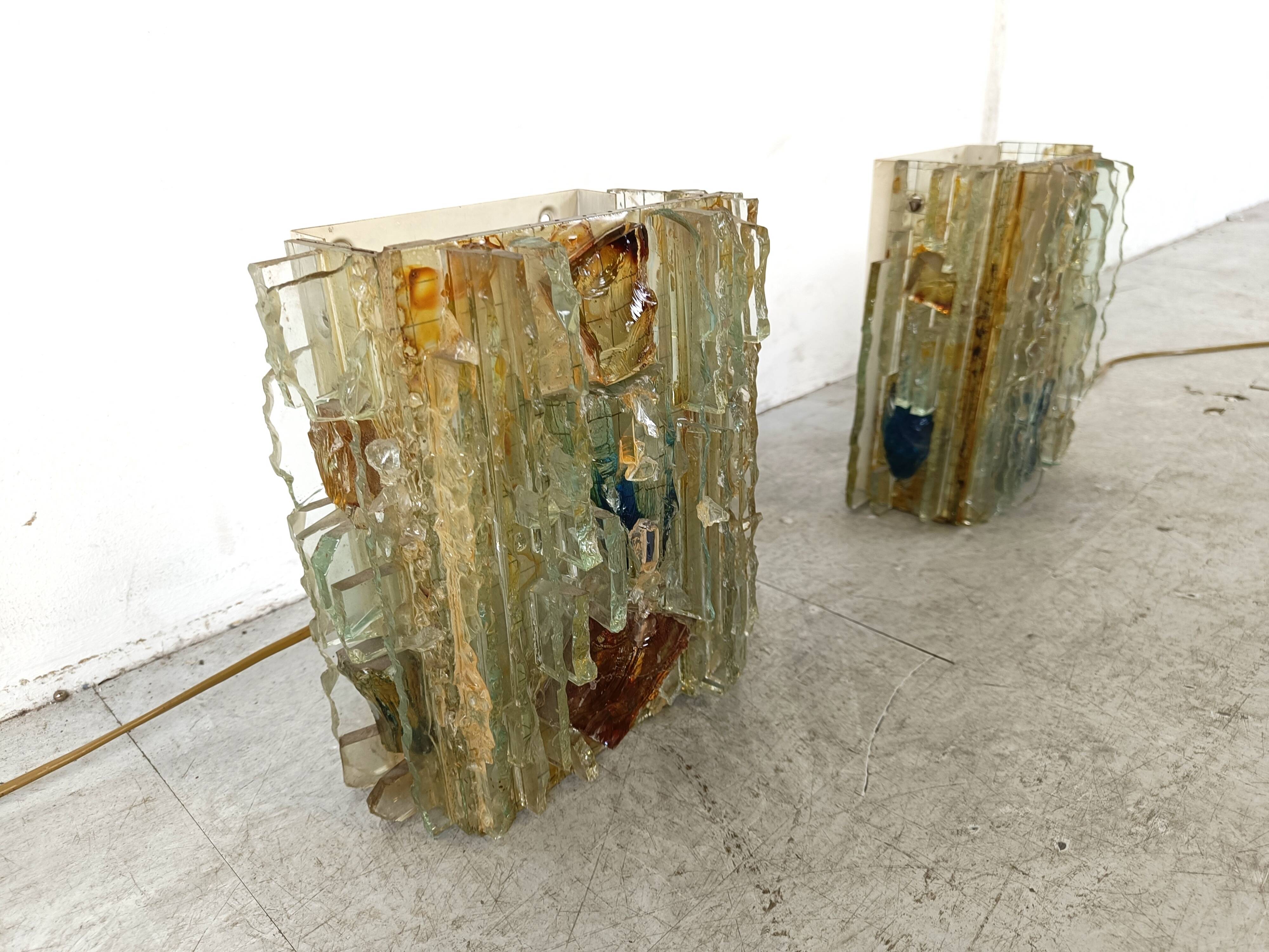 Vintage glass wall lamp by W. van Oyen for Raak, 1960s