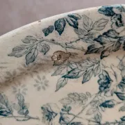 Old Ravier Iron Earth Creil-Montereau – Blue floral decoration