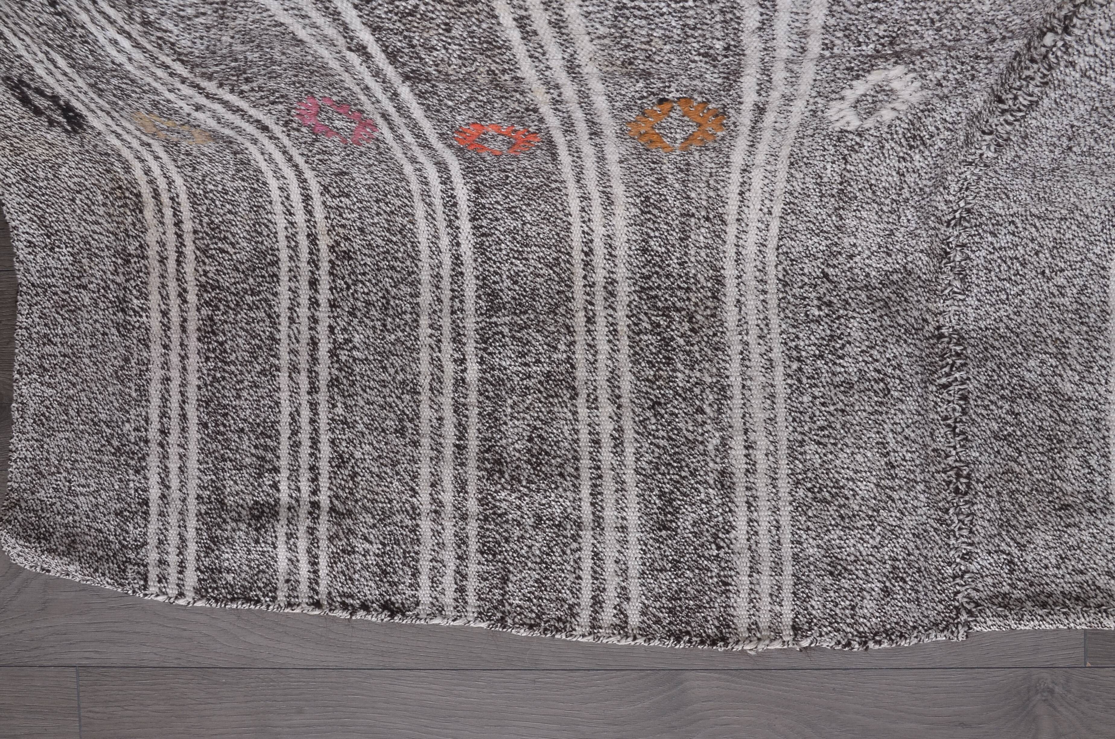 Tapis Kilim à Rayures Oushak Turc skuc304