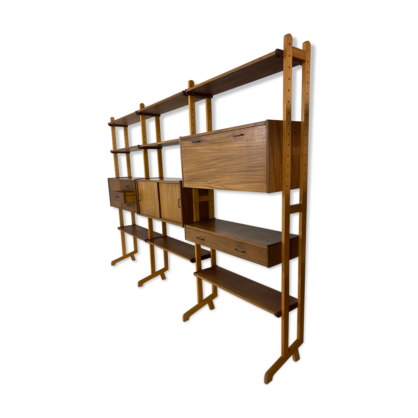 Mid-Century Scandinavian Teak Wall Unit, 1950s