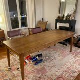 Varnished oak farmhouse table