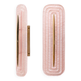 Paire d'appliques modernes en verre de Murano rose et laiton, Italie