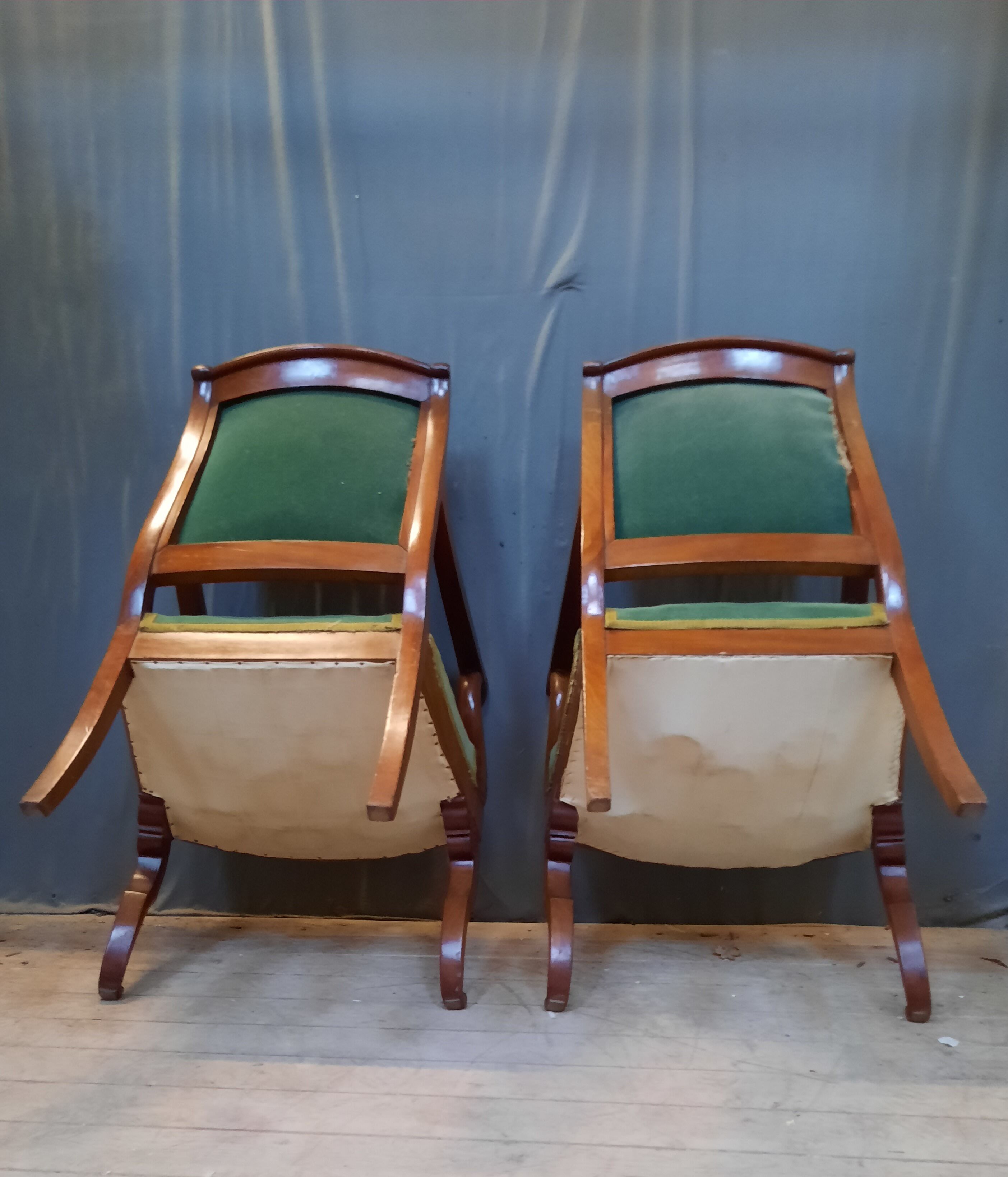 Mahogany Butt Armchair Pair