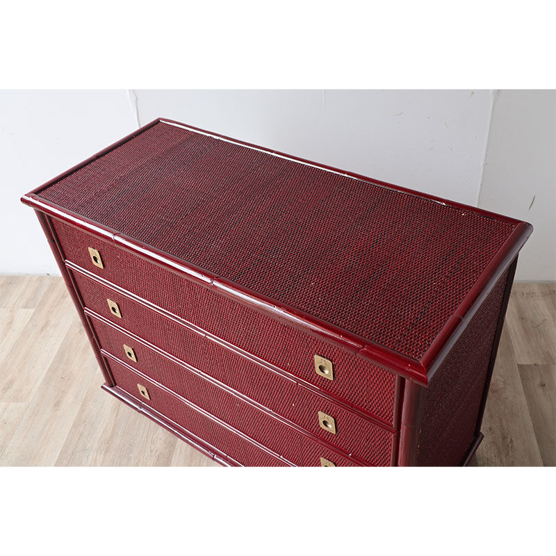 Vintage Dal Vera chest of drawers in bamboo and wicker, 1960