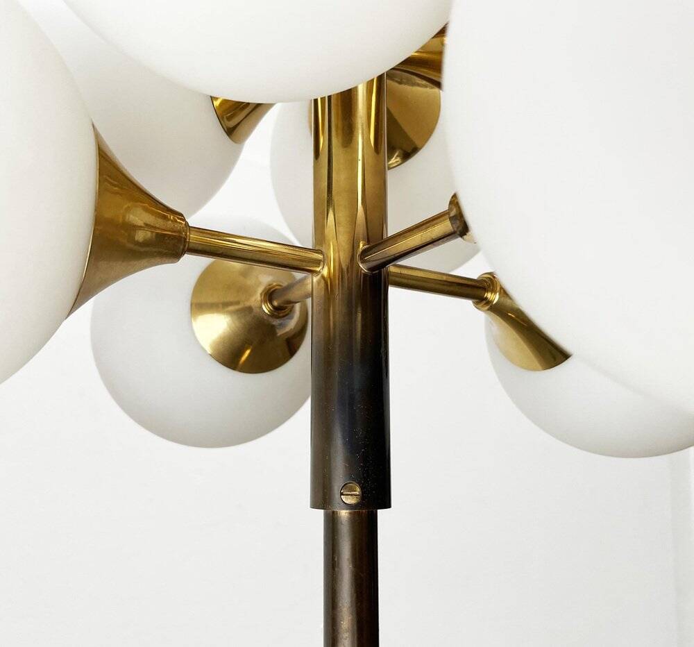 German brass floor lamp in Space Age style from the mid-century by Kaiser Leuchten, 1960s.