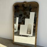 Large gilded mirror 19th century rounded corners mercury glass Louis XVI style