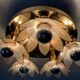 Vintage ceiling lamp in brass and mother-of-pearl 60s-70s