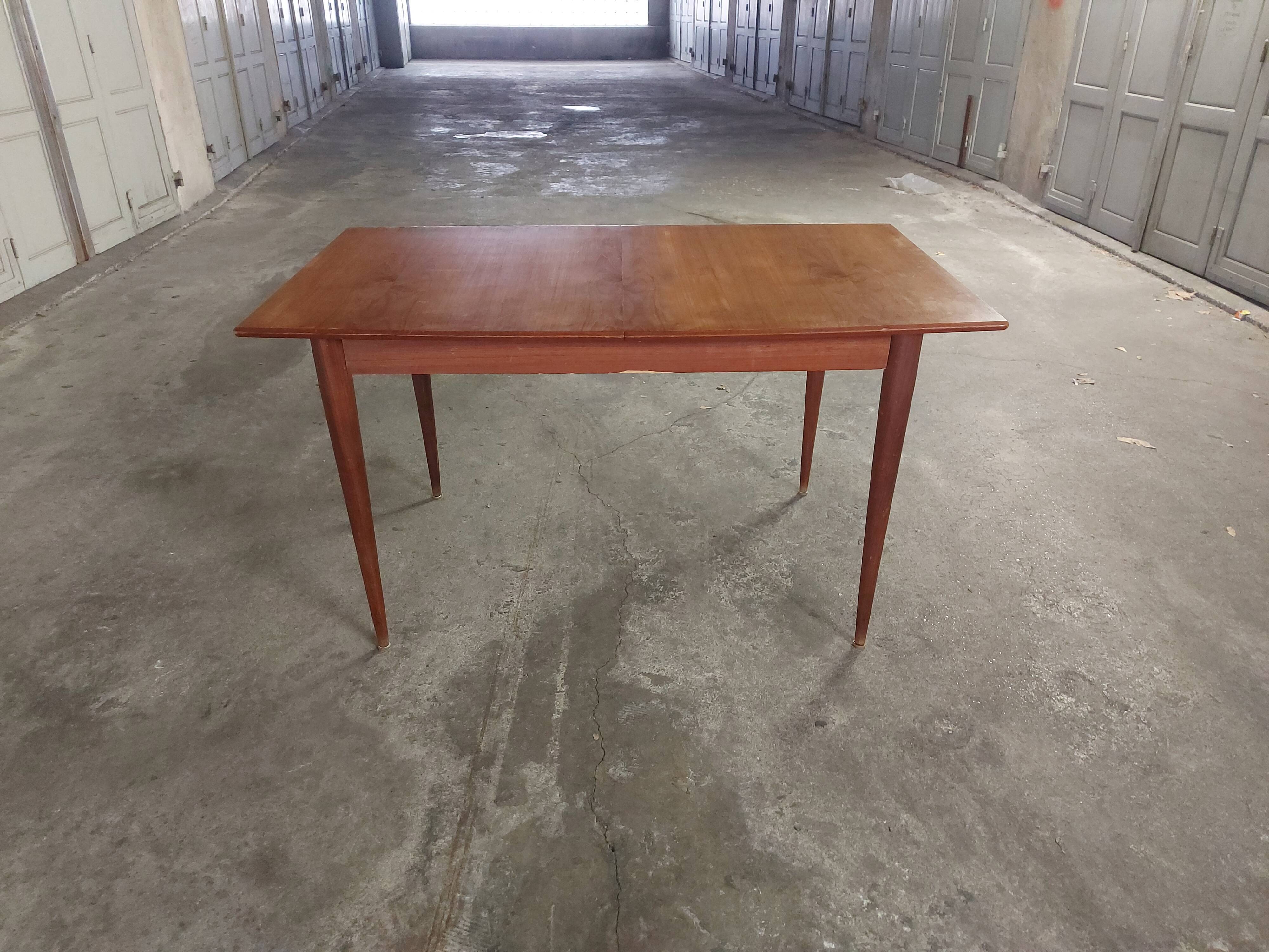 Scandinavian teak table with built-in extension