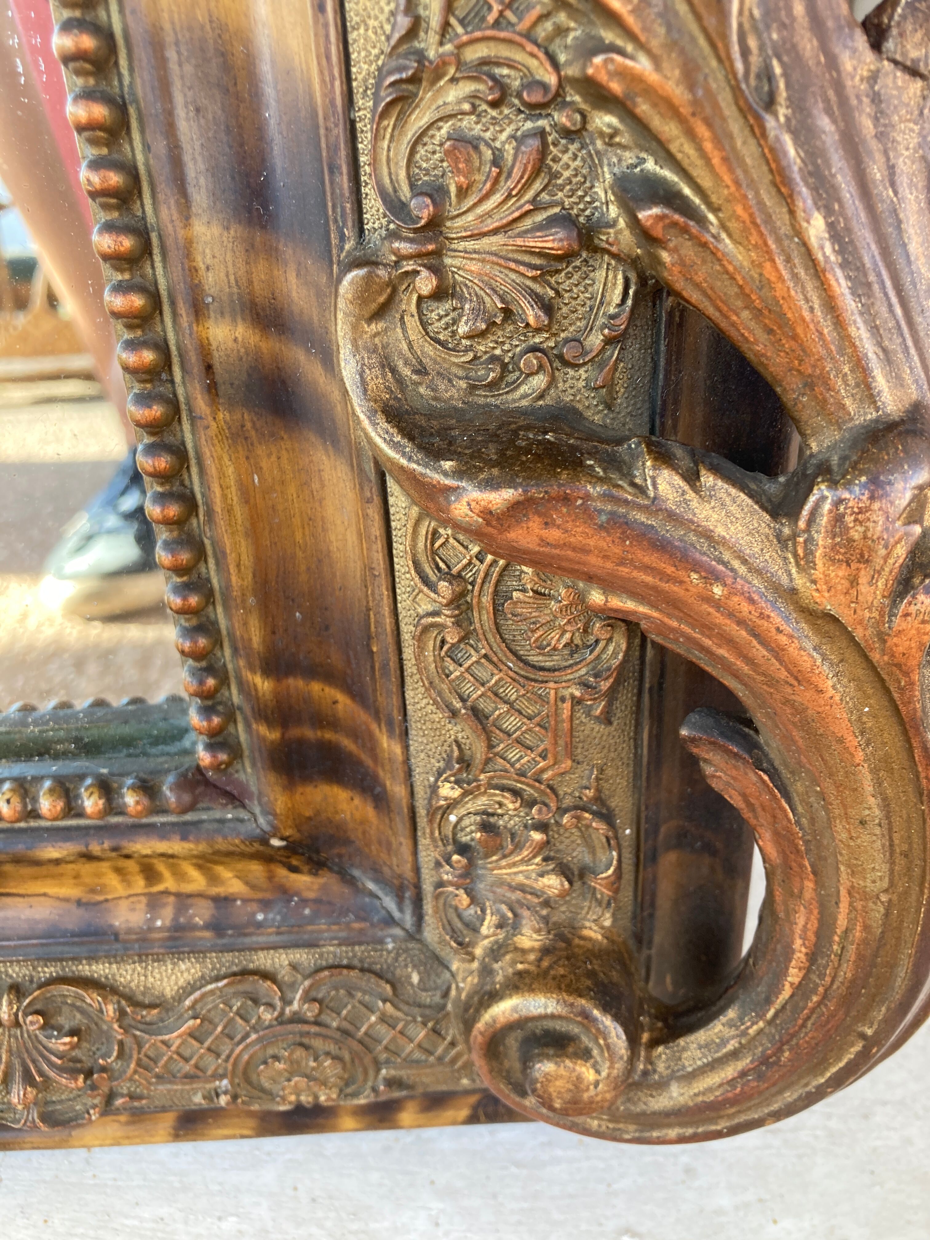 Baroque mirror 19th century gilded  84x156cm