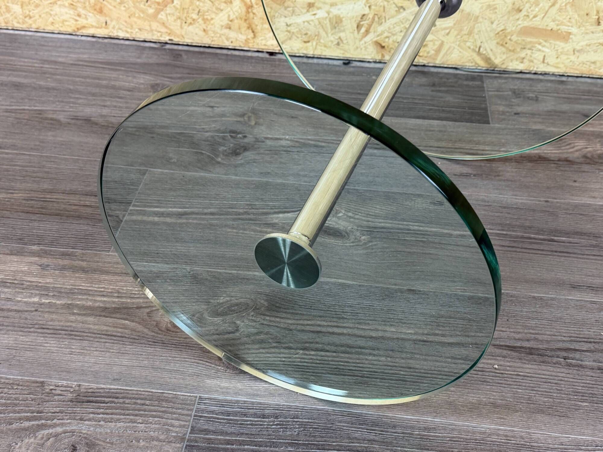1970s 1980s Coffee Table Side Table in Chrome and Glass Space Age Design