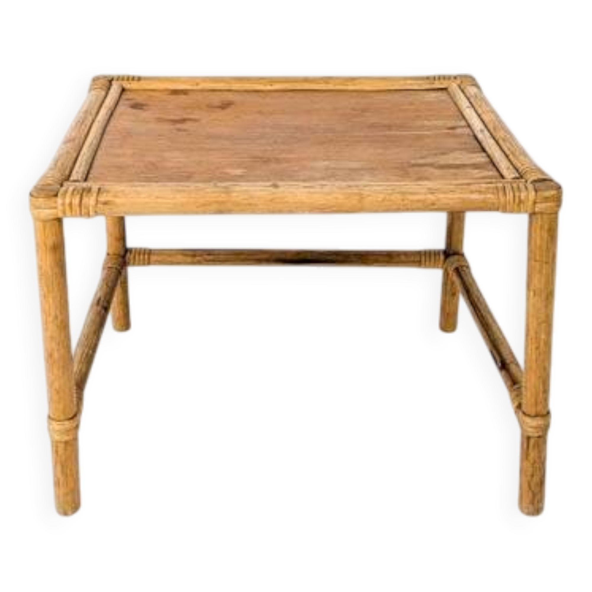 Table basse vintage en bambou marron clair Tablette Mid Century Vintage Rat
