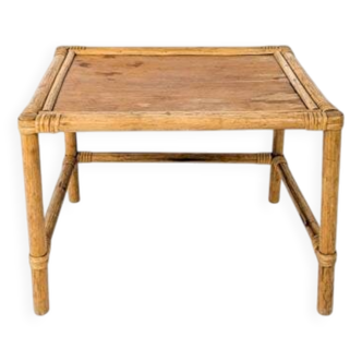 Table basse vintage en bambou marron clair Tablette Mid Century Vintage Rat