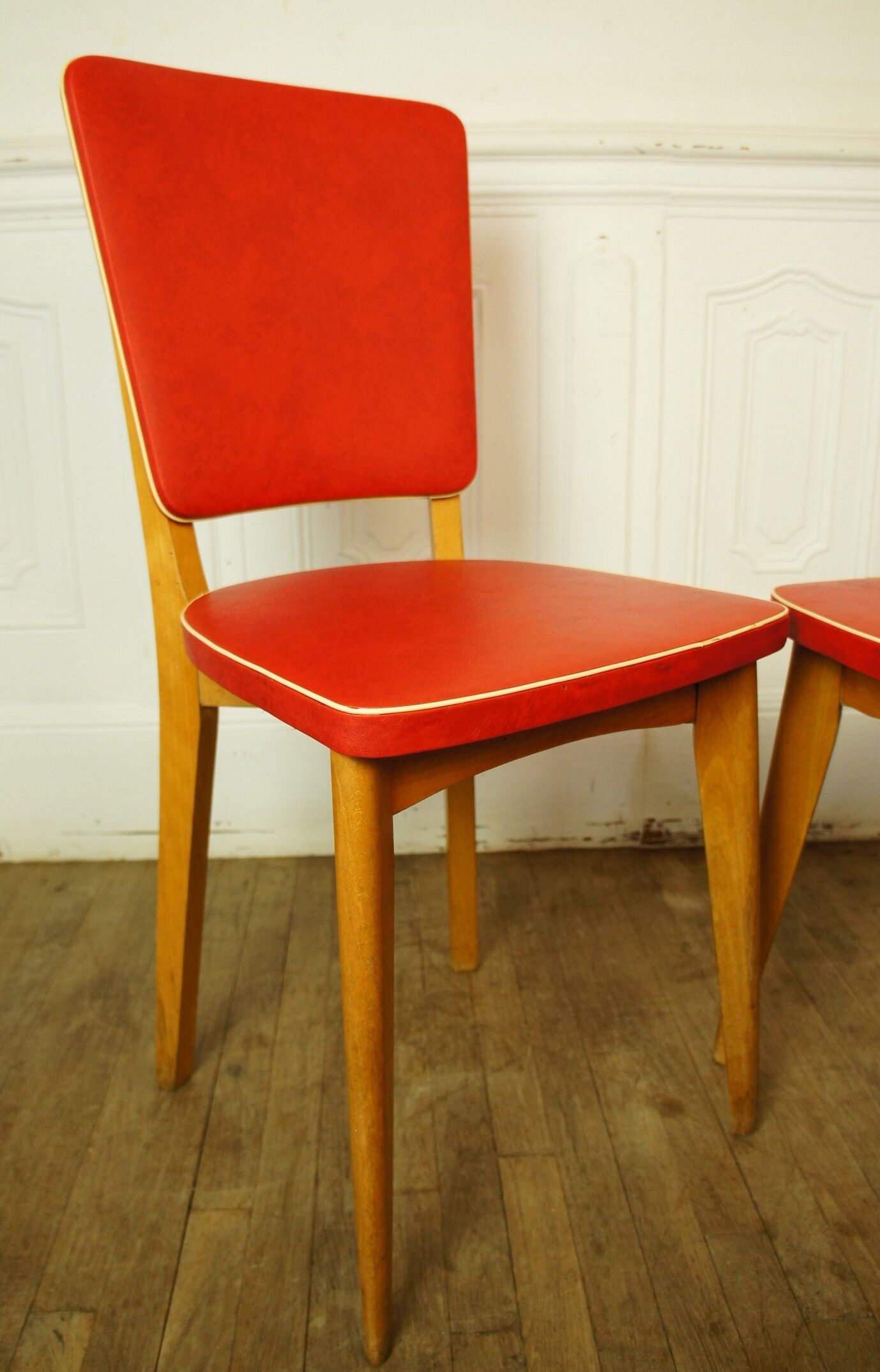 Pair of chairs "Zazou" skai red 1960
