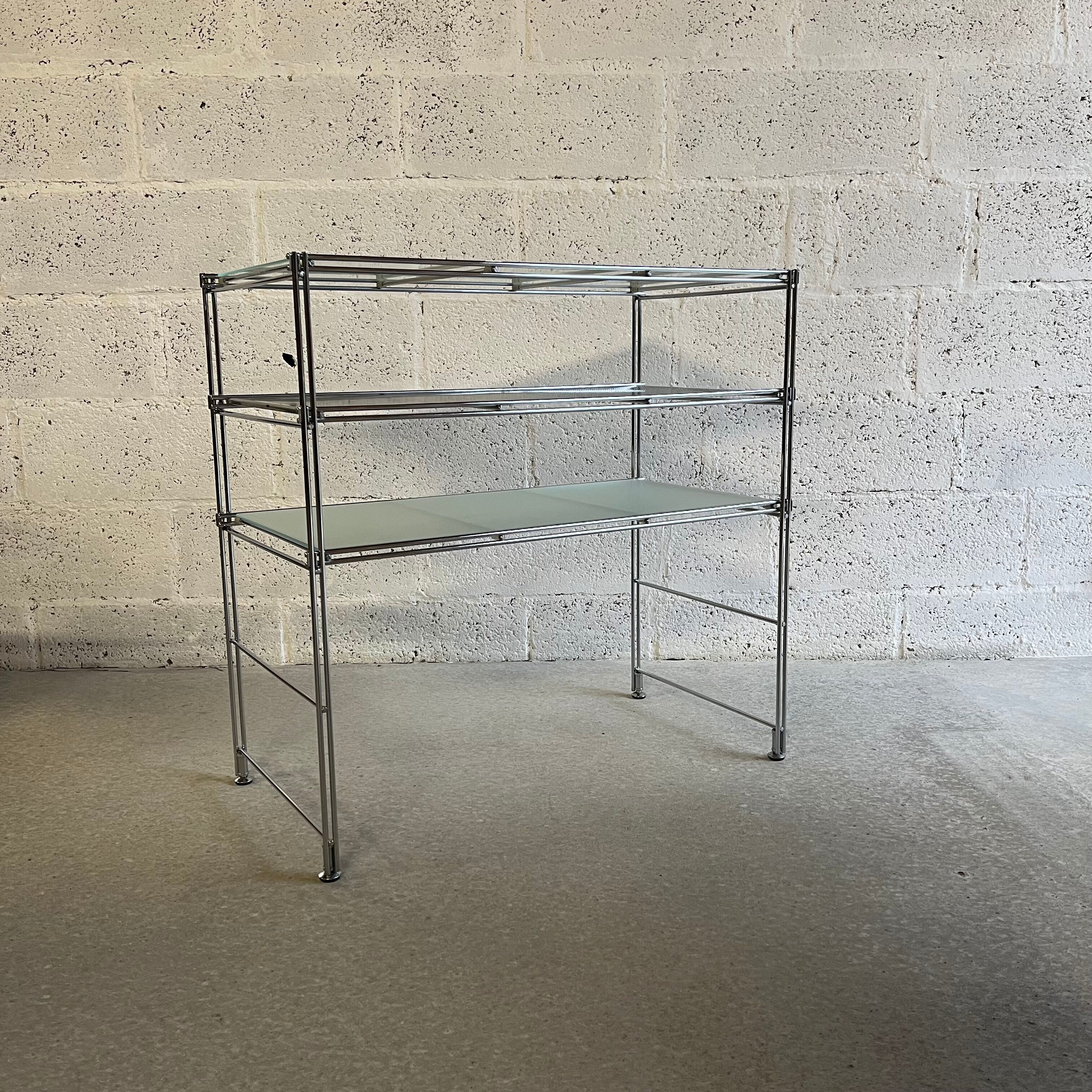 Modular shelf, tray in stainless steel and glass by Niels Gammelgaard for IKEA