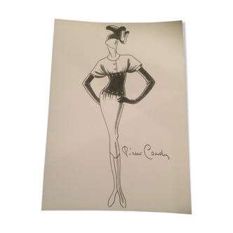 Pierre Cardin: croquis vintage de mode presse - début des années 90