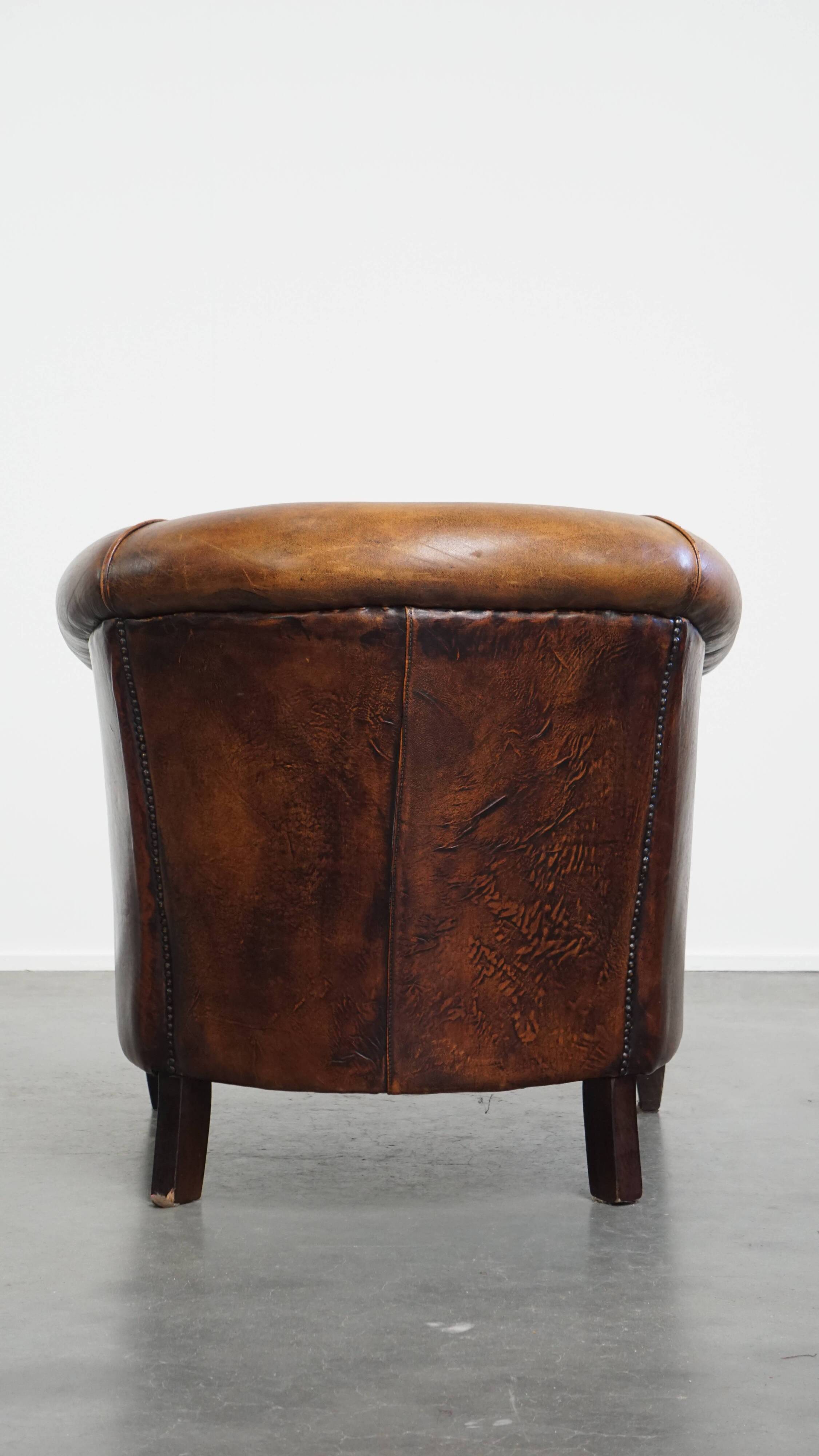 Sheepskin leather club chair