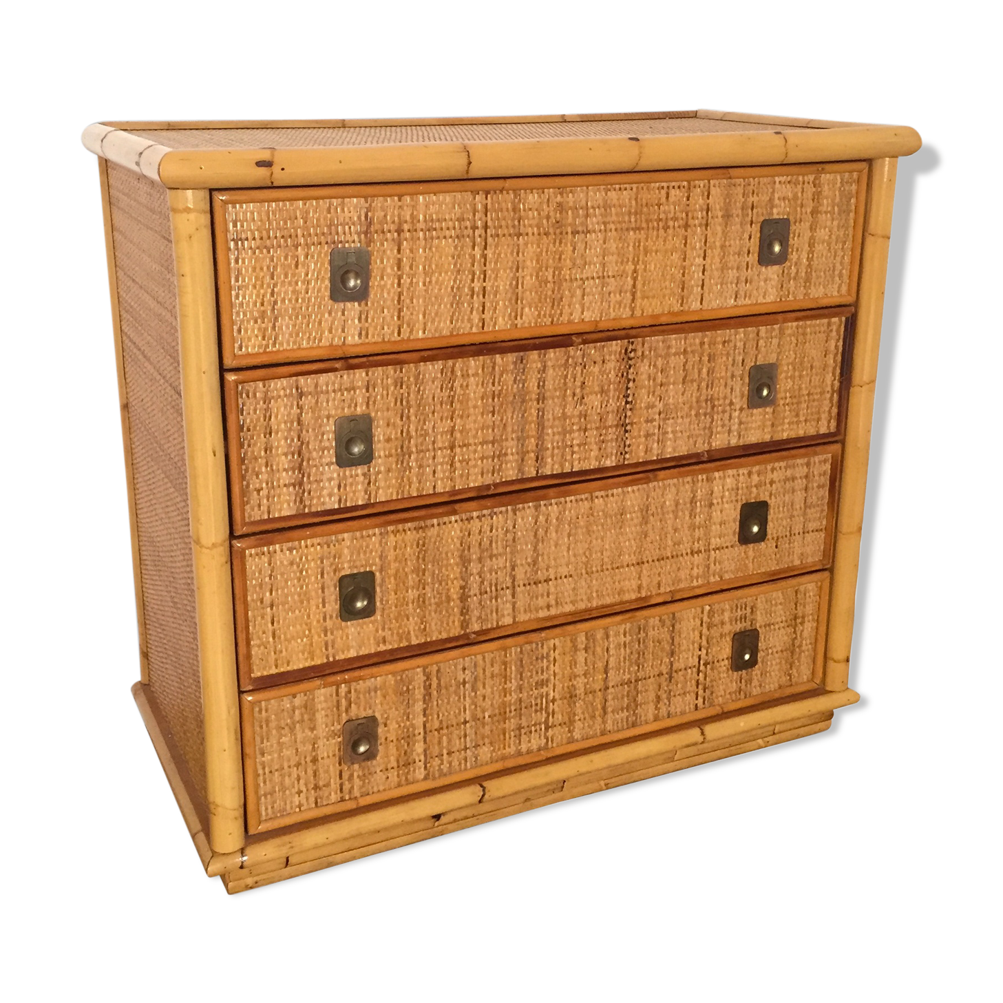 Commode italienne année 60 bambou et osier