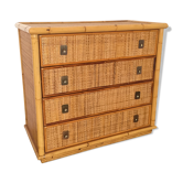 Commode italienne année 60 bambou et osier